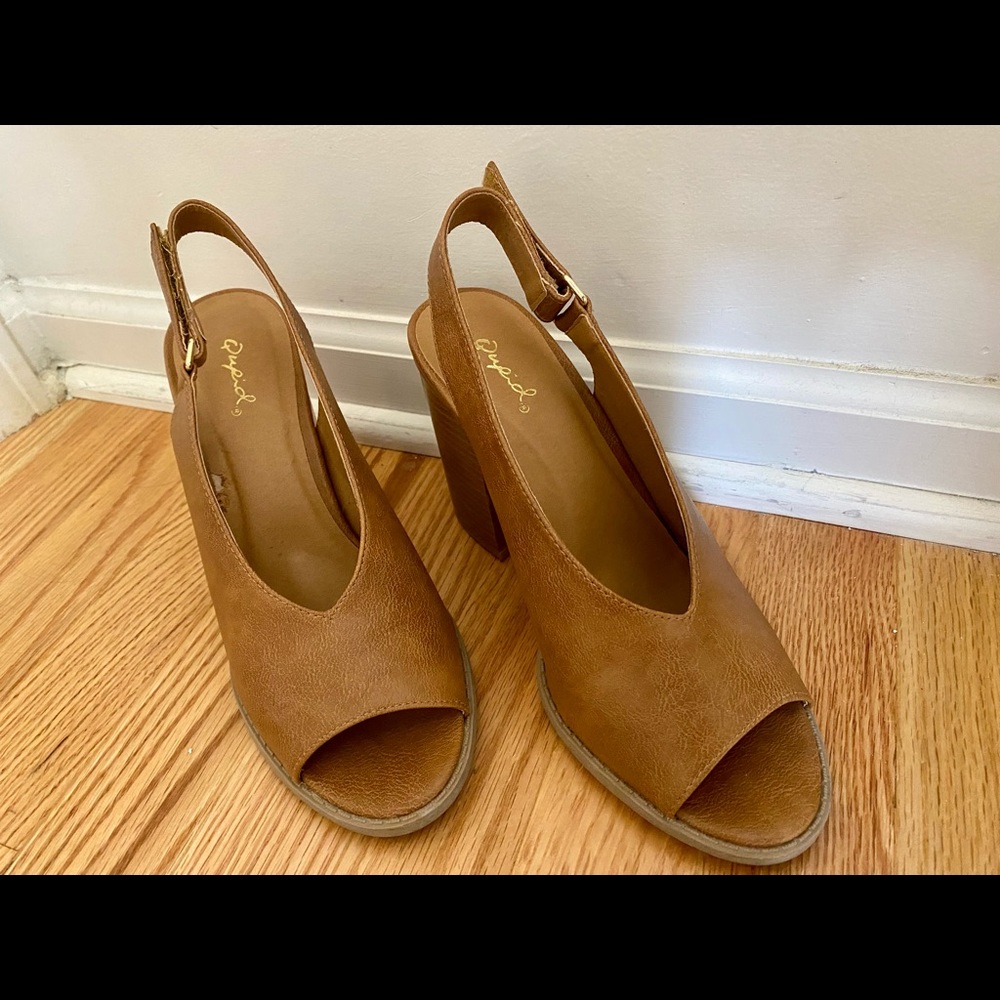 Qupid | Slingback | Tan | Heeled Sandals - Picture 2 of 4